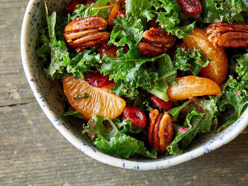 Mandarin Orange Kale Salad With Cranberry Dressing