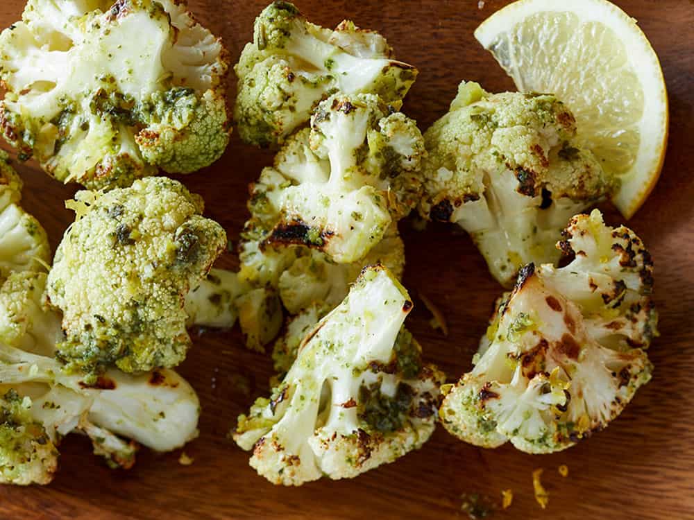 Roasted Cauliflower with Pesto