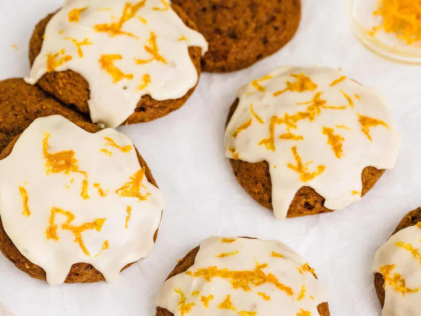 Soft Pumpkin Cookies with Orange Glaze