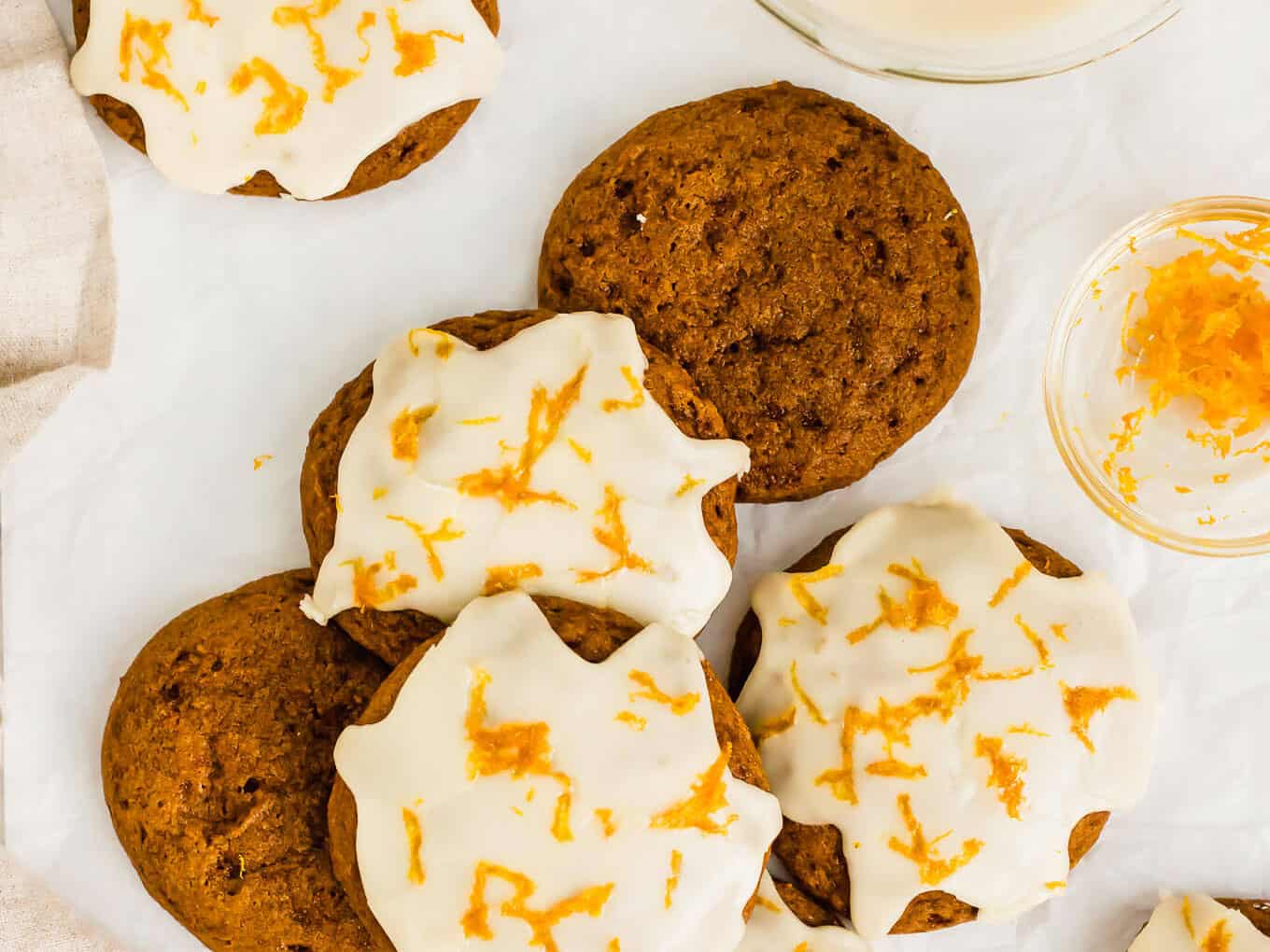 Soft Pumpkin Cookies with Orange Glaze