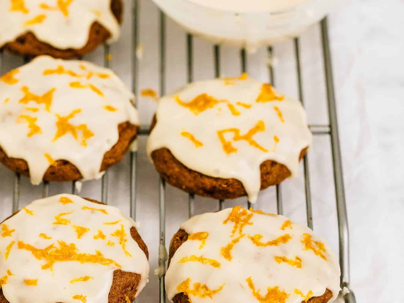 Soft Pumpkin Cookies with Orange Glaze