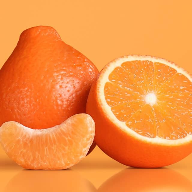 MINNEOLA TANGELOS on an orange background