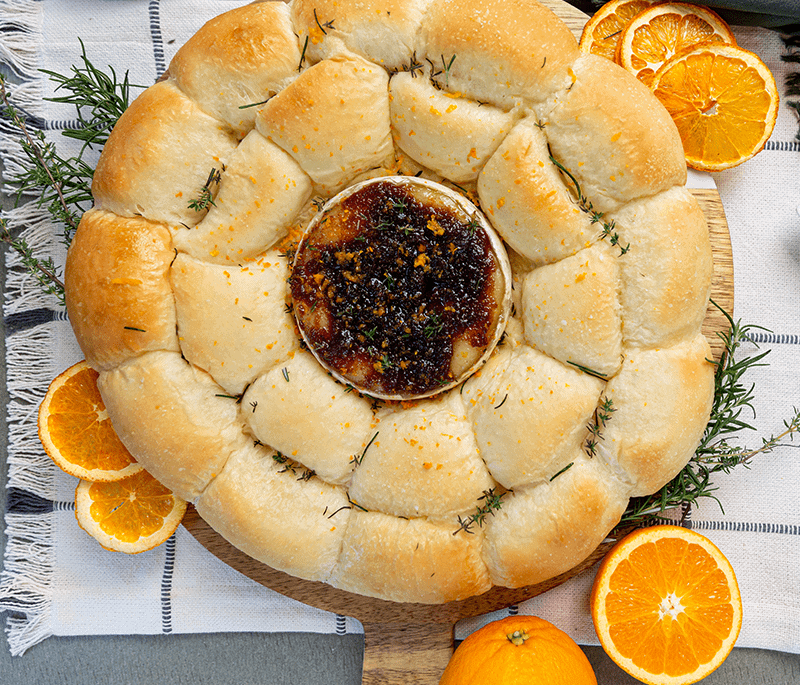 Baked Camembert Wreath With Navel Orange & Cranberry