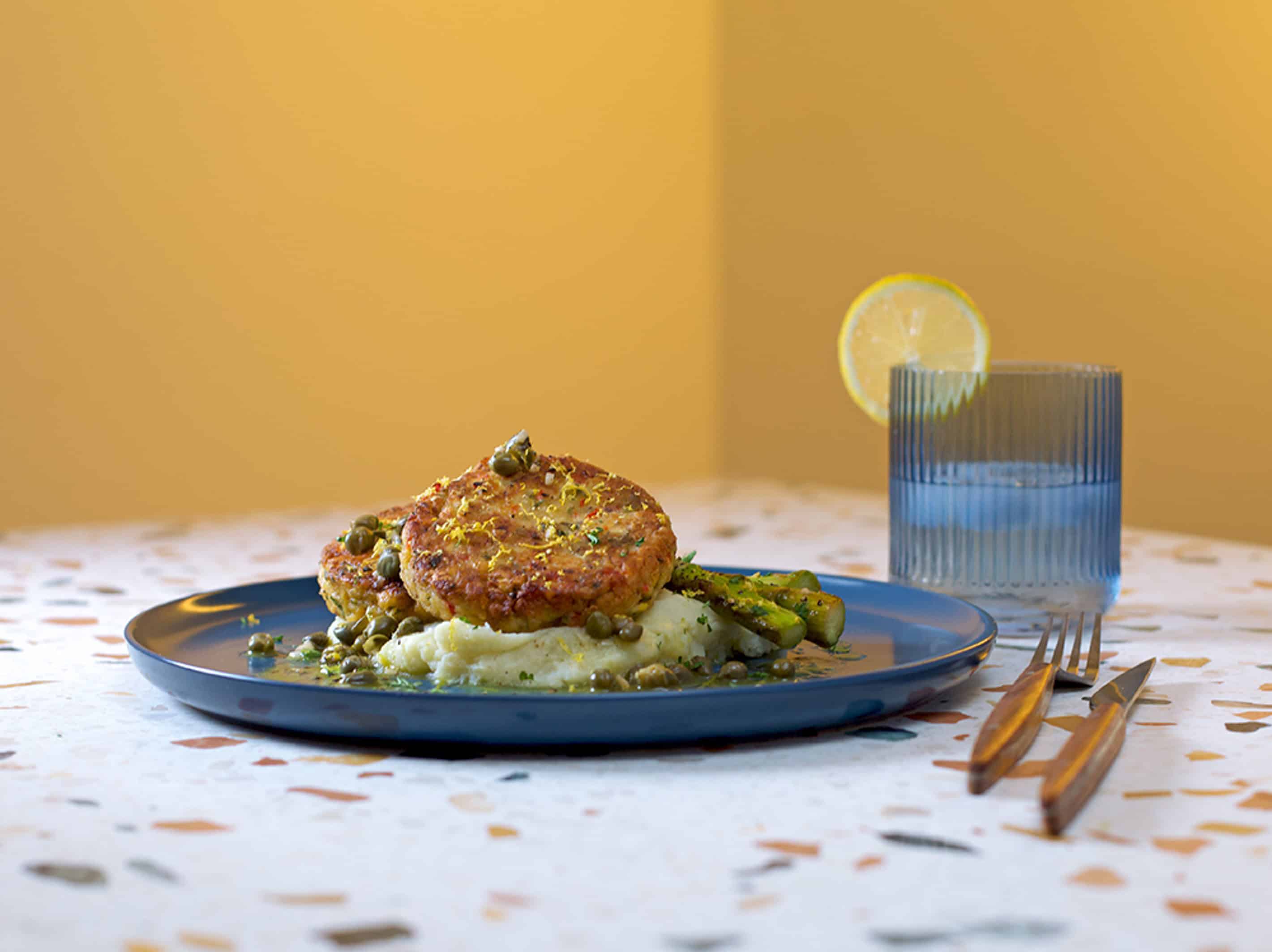 Chickpea & Hearts of Palm “Crab Cakes” with Sunkist® Lemon Piccata